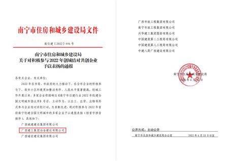 冶建公司助力南寧創(chuàng)城工作喜獲表揚(yáng)