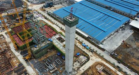 80米高煙囪、提前14天封頂！