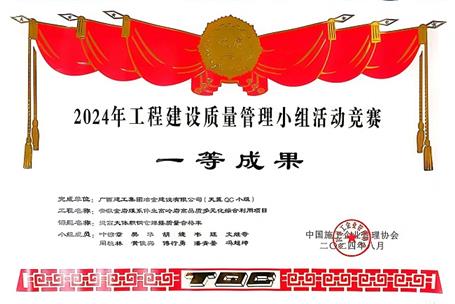 【喜訊】冶建公司二項(xiàng)QC成果榮獲國(guó)家級(jí)獎(jiǎng)項(xiàng)